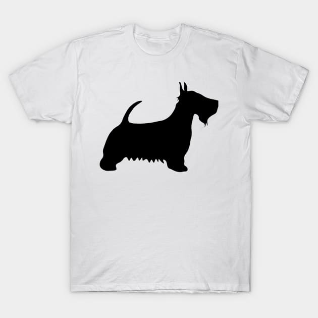 Scottish Terrier Dog Silhouette - Black T-Shirt by MacPean